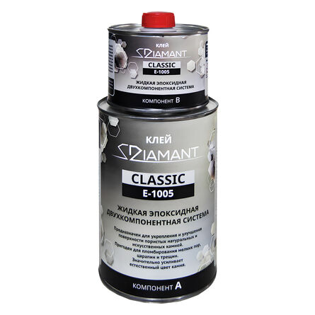 Жидкий клей эпоксидный двухкомпонентный DIAMANT CLASSIC E-1005 (Диамант Классик), бесцветный, 1,25 кг - 1